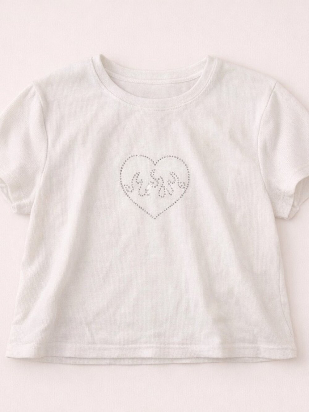NWT Bling Rhinestone Heart White Crop Top